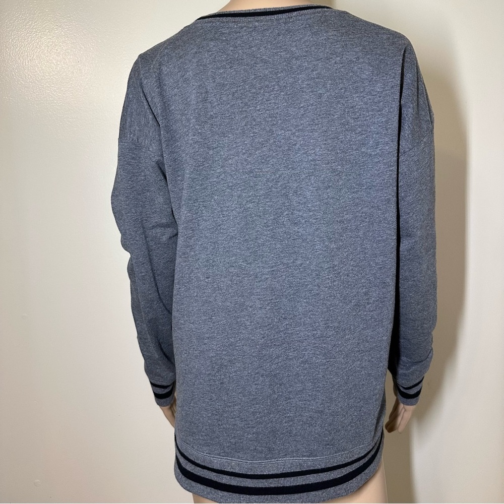Michael Michael Kors Gray Varsity Stripe Crewneck Sweatshirt Large - Picture 2 of 4